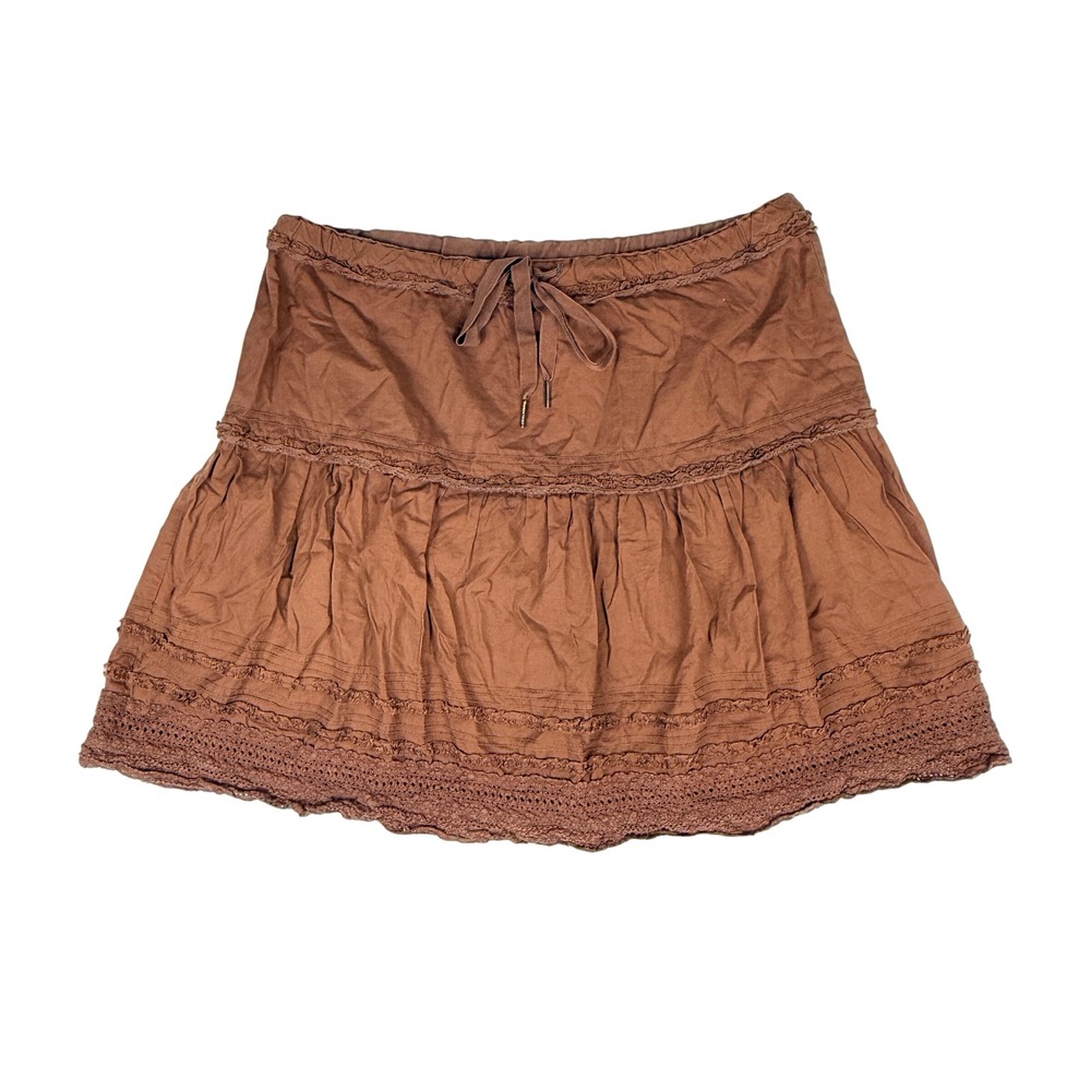 Vintage Abercrombie & Fitch Tiered Crochet Mini Skirt Size M Boho Y2K Western